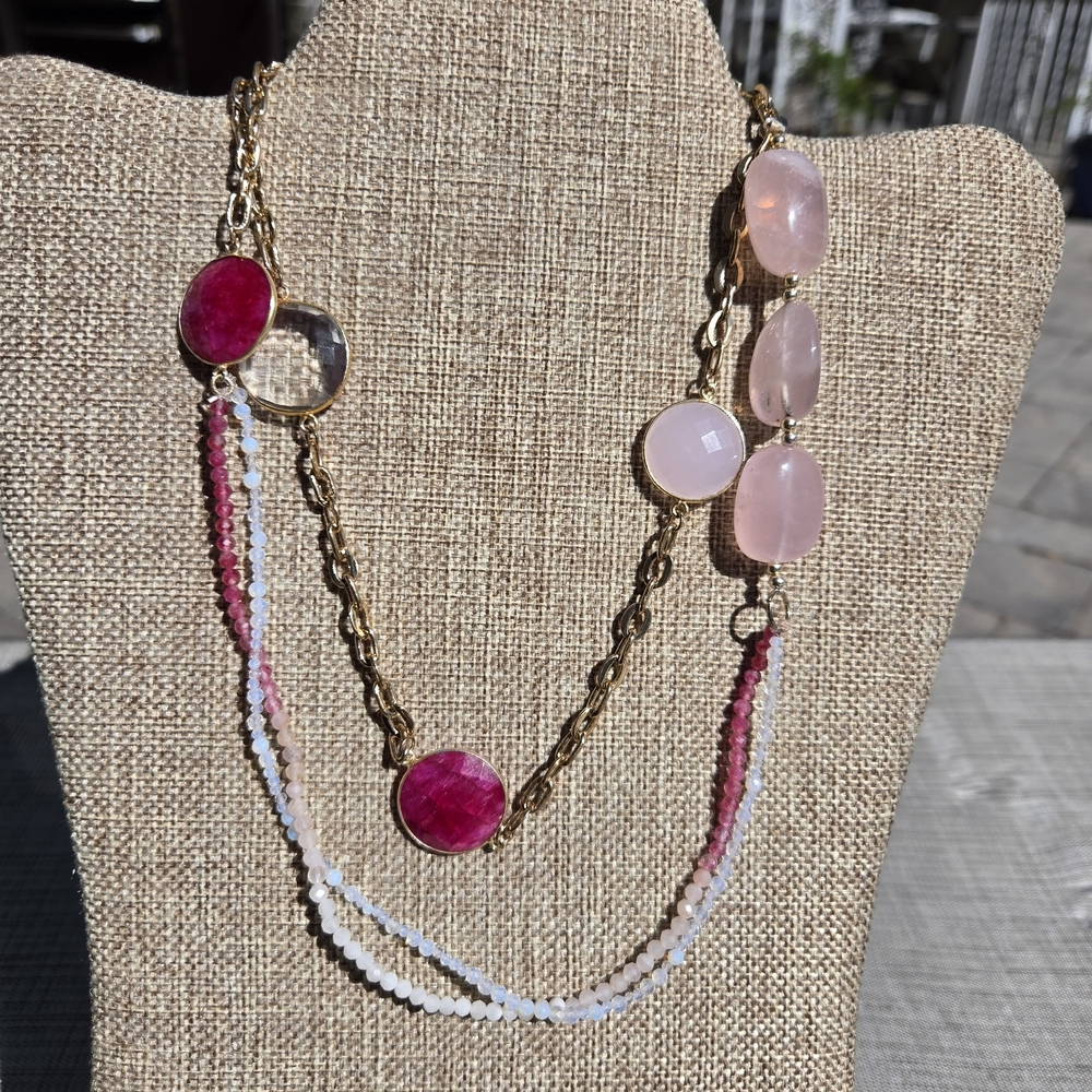 Sold-Quartz and Brass Necklace